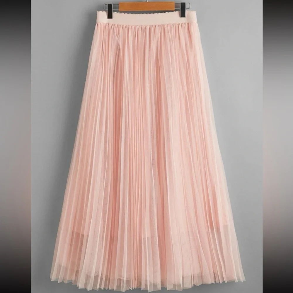 Boho khaki pleated mesh skirt - Picture 12 of 16
